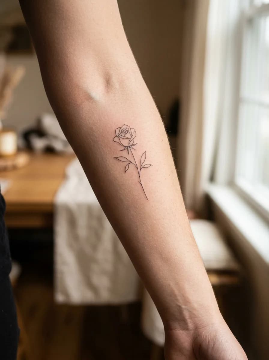 Fine Line Minimalist Rose