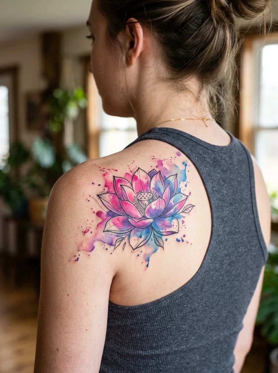 Watercolor Lotus Flower